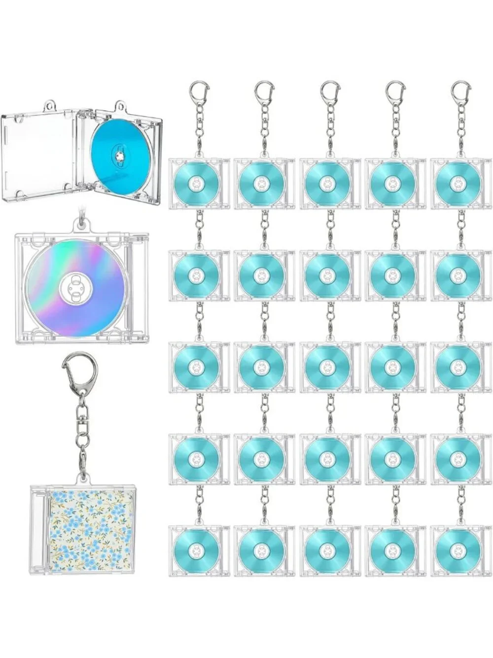 20 Mini CD Keychain Album Cases - Clear Plastic DVD Covers for DIY Decor & Gifts